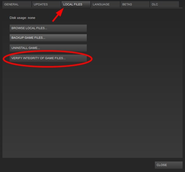 Окно проверки целостности файлов в Steam