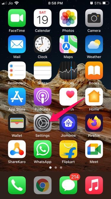 Экран iPhone: приложение Настройки