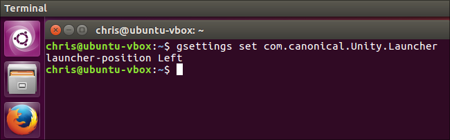 Панель запуска Unity слева экрана