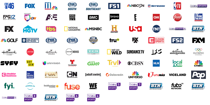 Интерфейс FuboTV с подборкой каналов