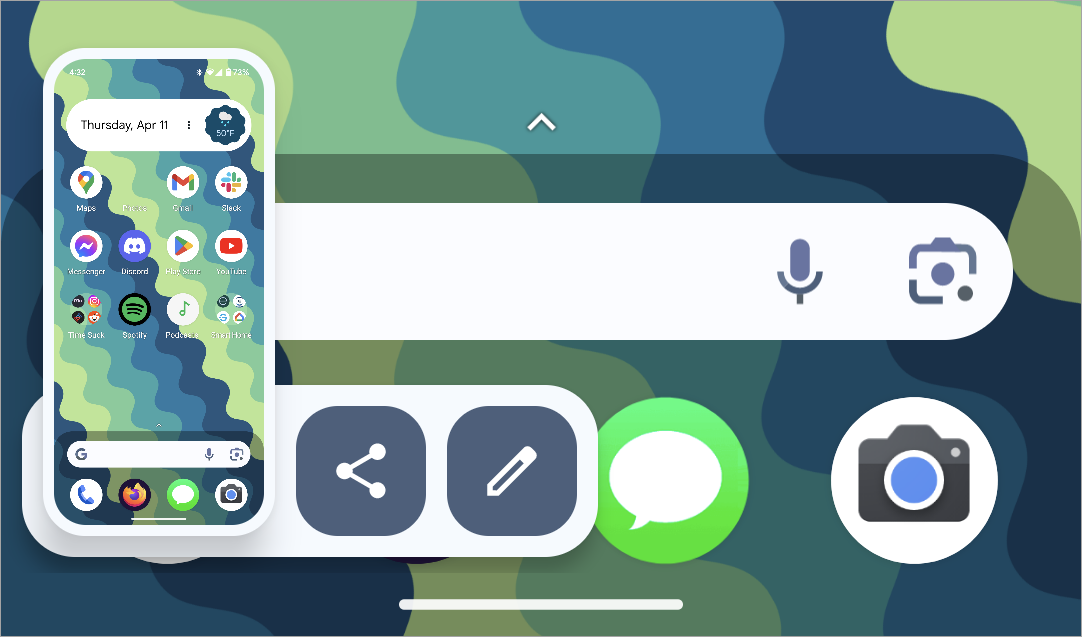 Предпросмотр скриншота на Google Pixel.