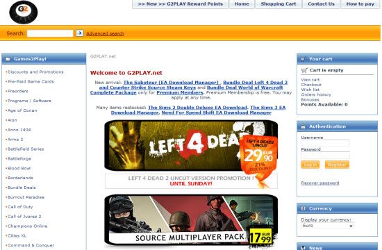 Скриншот магазина ключей — пример доступа к загрузкам