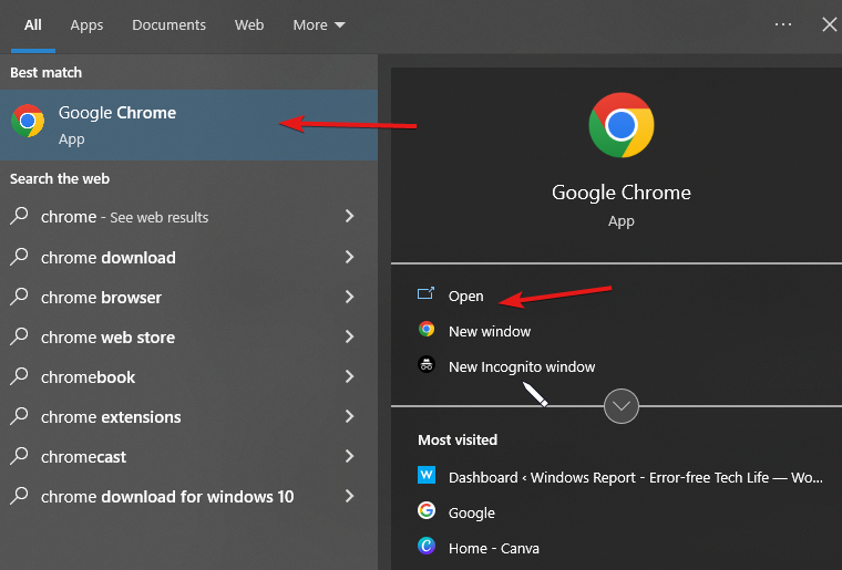 Меню настроек в Chrome