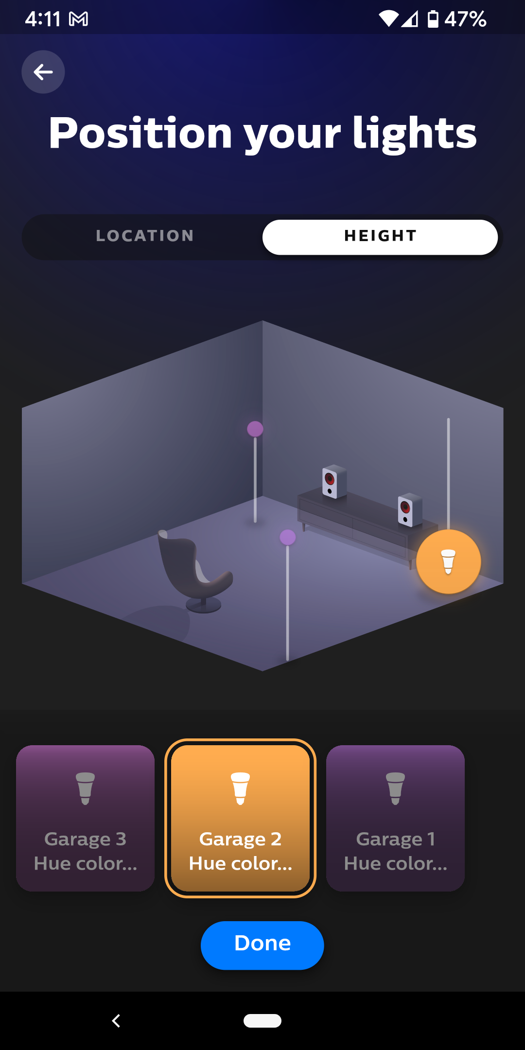 Hue position height screen 6