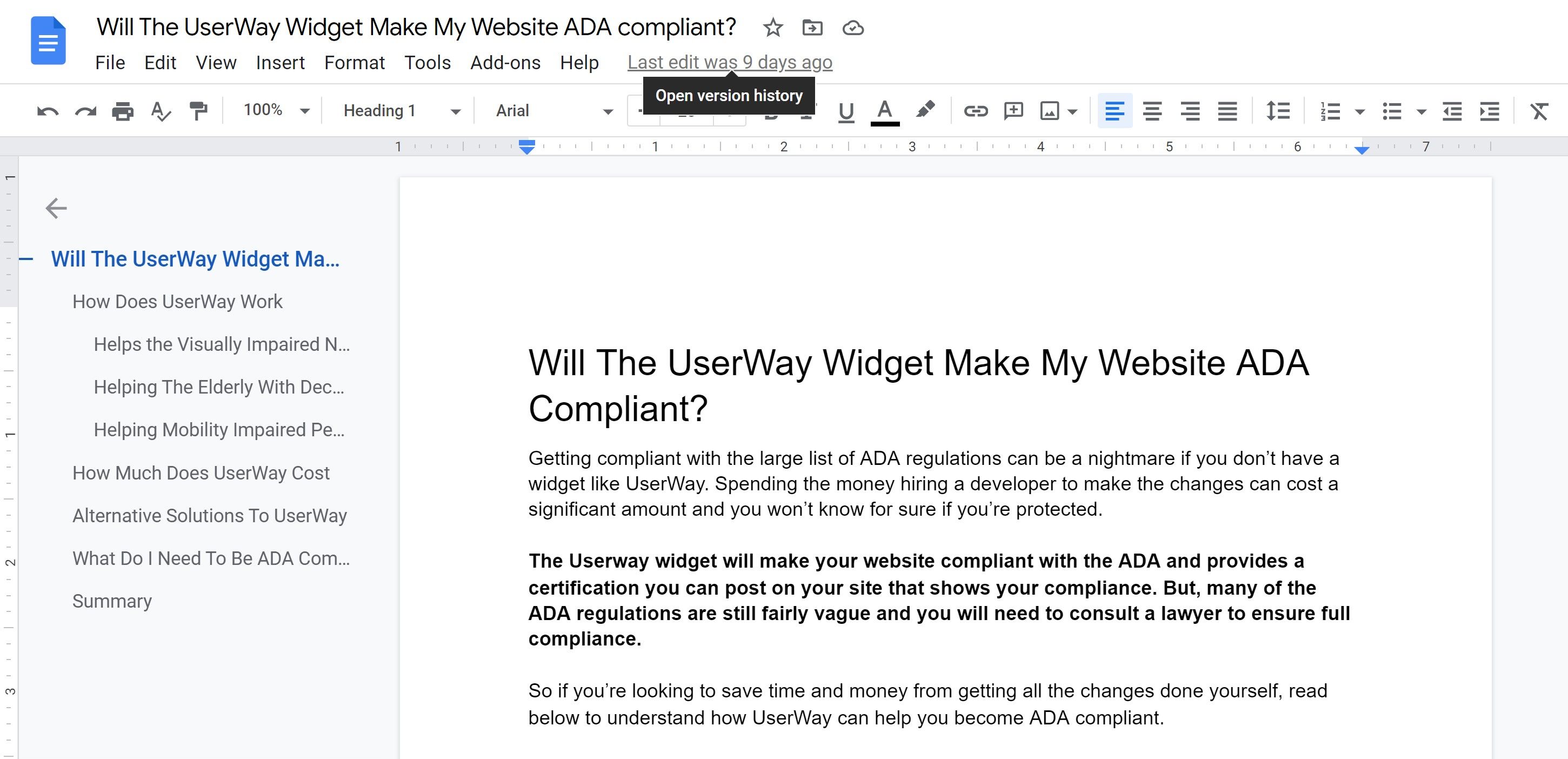 Ссылка открытия истории версий в Google Docs