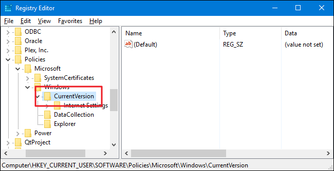 Навигация к ключу CurrentVersion