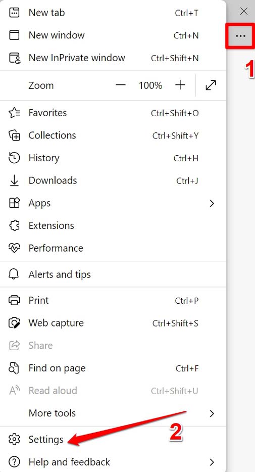 Параметры браузера Edge