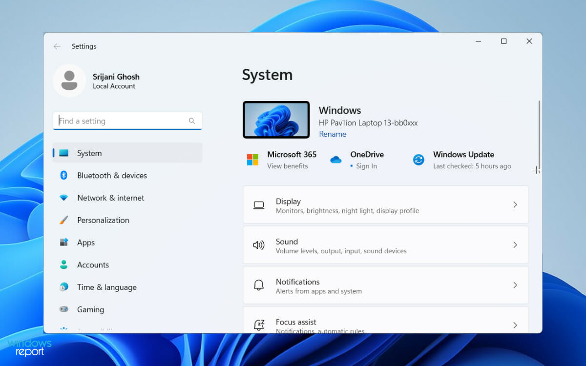 Открытие Параметров Windows