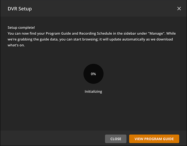 Инициализация путеводителя Plex