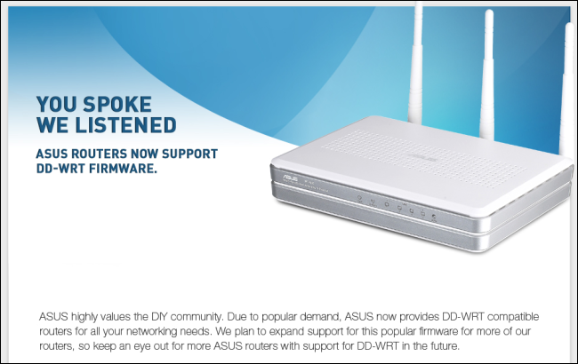 Реклама ASUS на DD-WRT — пример, как производители ориентируются на энтузиастов