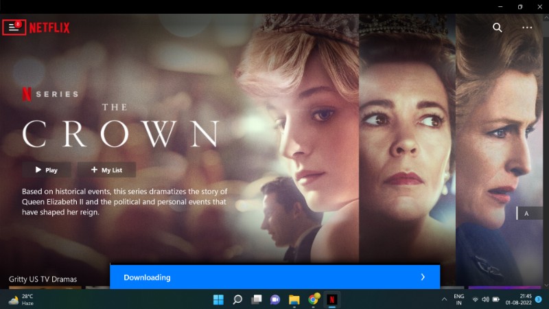 menu hamburger su Windows per accedere a My Downloads