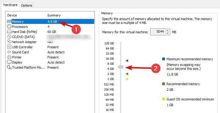 Увеличение объема оперативной памяти виртуальной машины