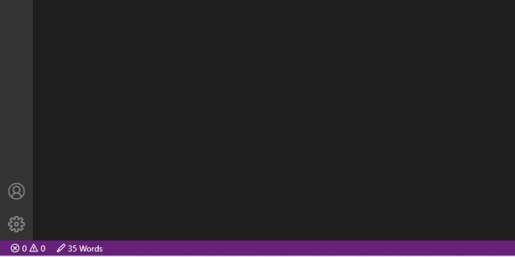 VSCode с расширением Word Count, показывающим количество слов в документе.