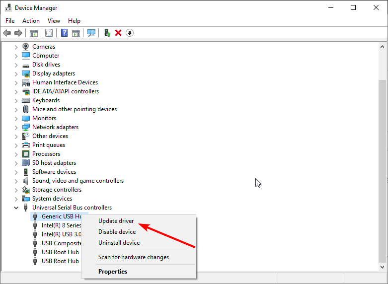 Обновление драйвера через диспетчер устройств