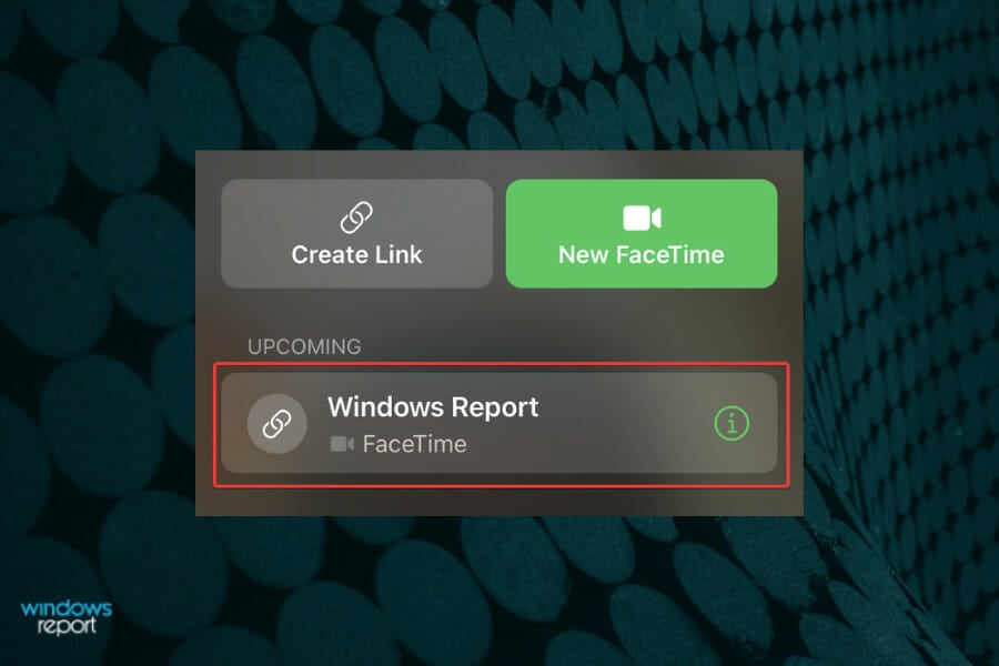 Открыть созданную ссылку FaceTime в списке