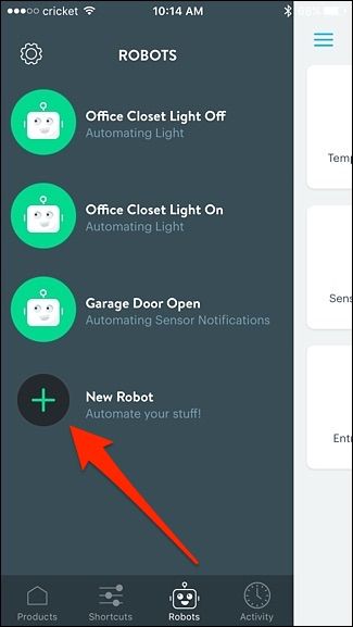 Кнопка 'New Robot' для создания нового робота