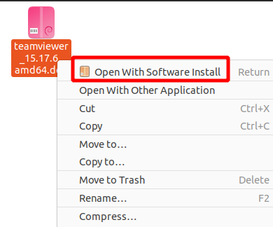Окно установки TeamViewer в файловом менеджере