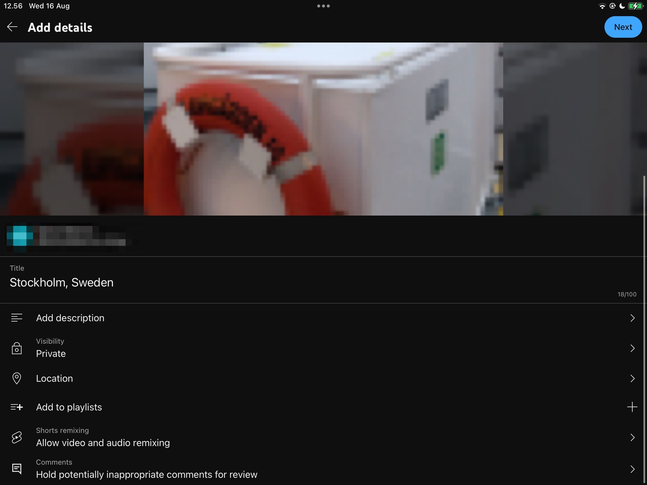 Опции редактирования видео в приложении YouTube