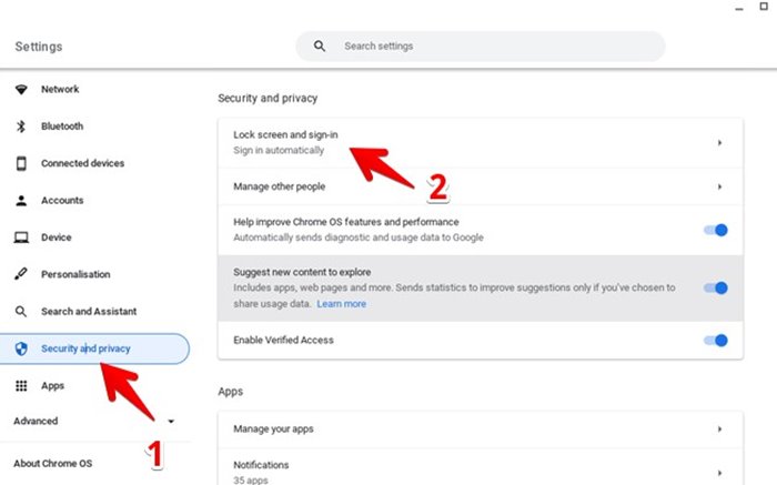 Настройки экрана блокировки