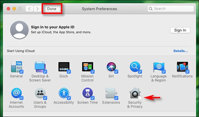 In System Preferences for Mac, uncheck an icon and click done to hide it.