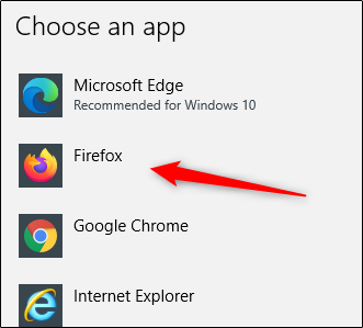 Choose firefox as the default broswer