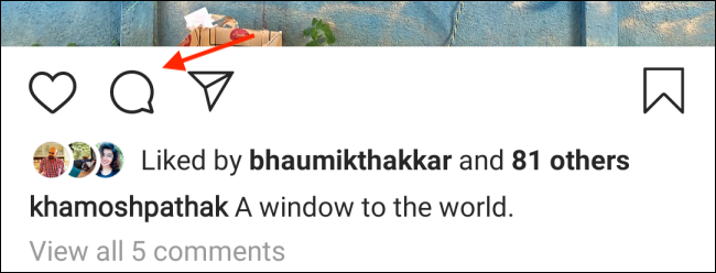 Кнопка «Комментарии» в Instagram на Android