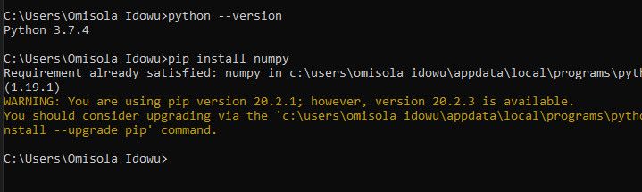 Проверка версии Python в терминале Windows