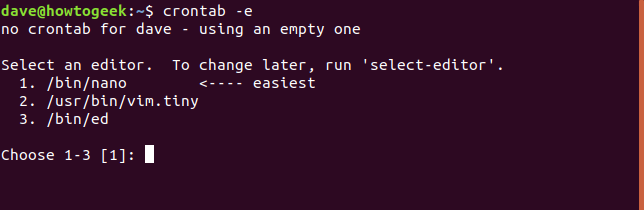 Команда crontab -e в терминале