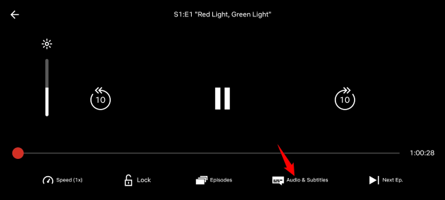 Нажмите «Audio & Subtitles» в мобильном приложении.