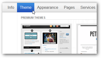Вкладка тема в настройках Tumblr