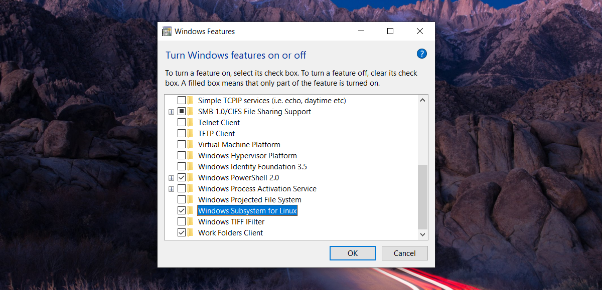 Enable Windows Subsystem for Linux
