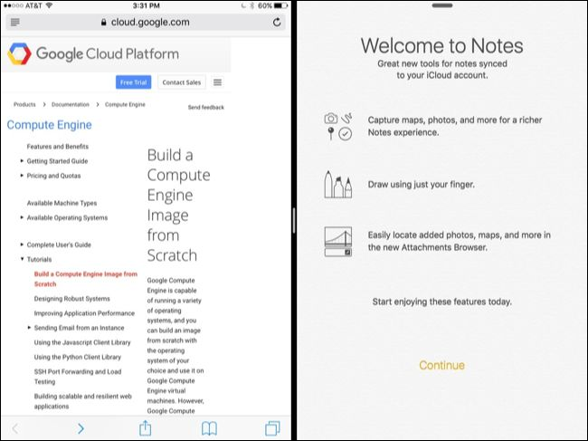 Разделённый экран с двумя приложениями, работающими одновременно