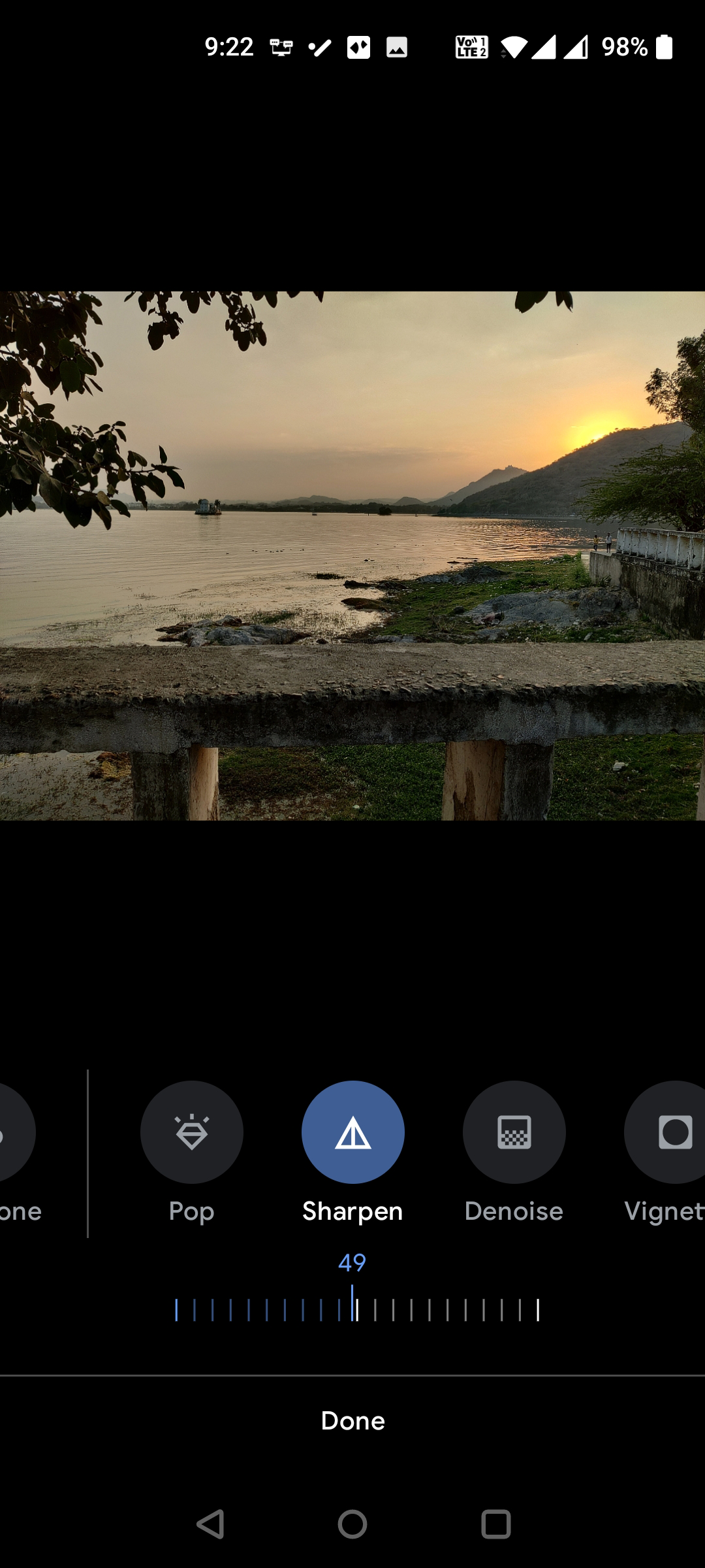 Регулировка уровней Резкости в Google Фото