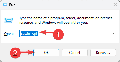 Открытие 'Свойства системы' через sysdm.cpl