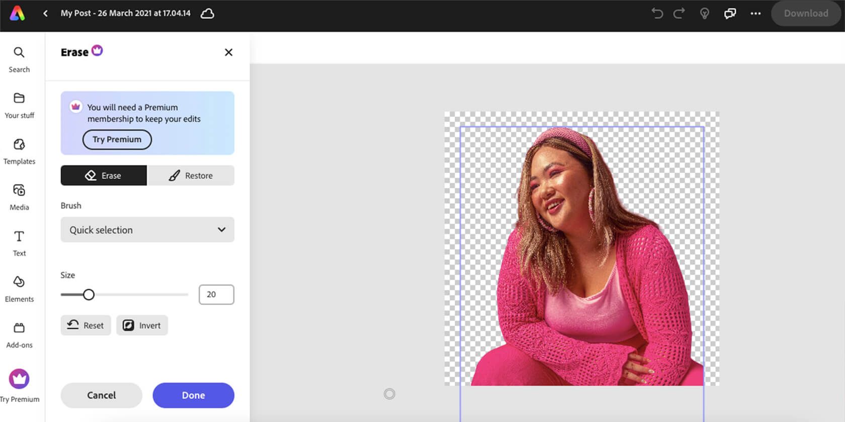 Adobe Express Eraser