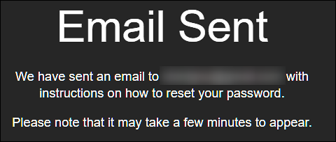 Уведомление о высланном письме для сброса пароля Snapchat