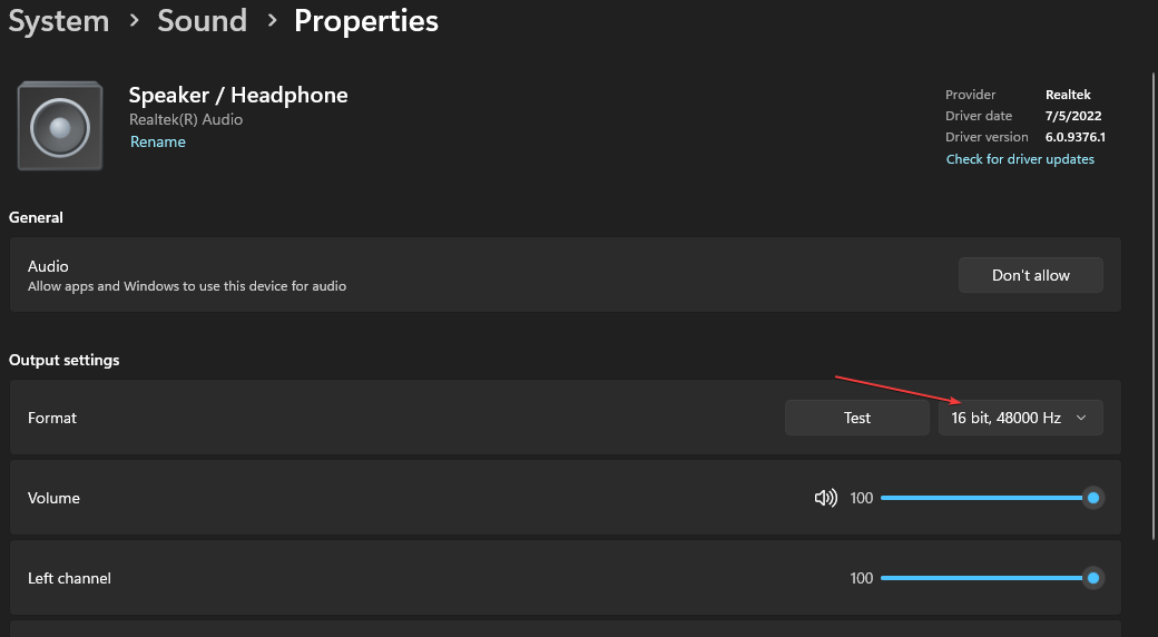 Выбор формата: 24 бит 44100 Гц