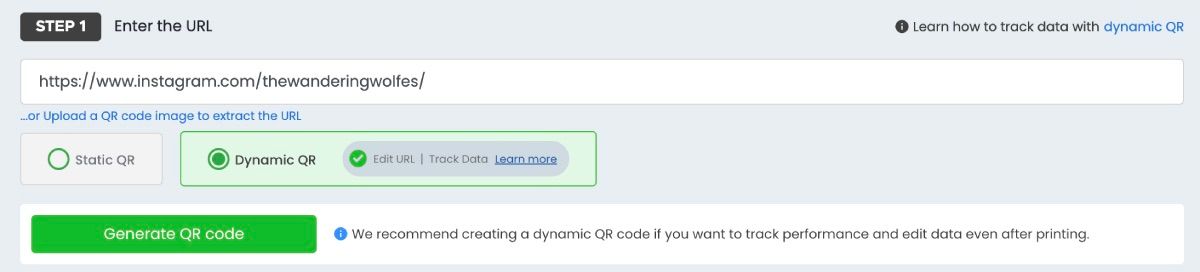 Создание динамического QR‑кода в QR TIGER