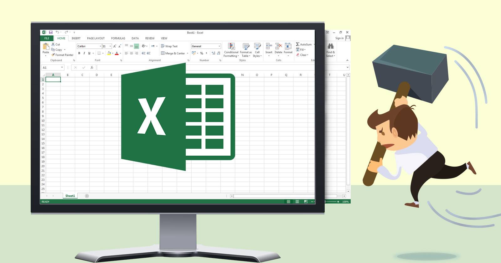 Электронная таблица Excel, подогнанная под размер экрана