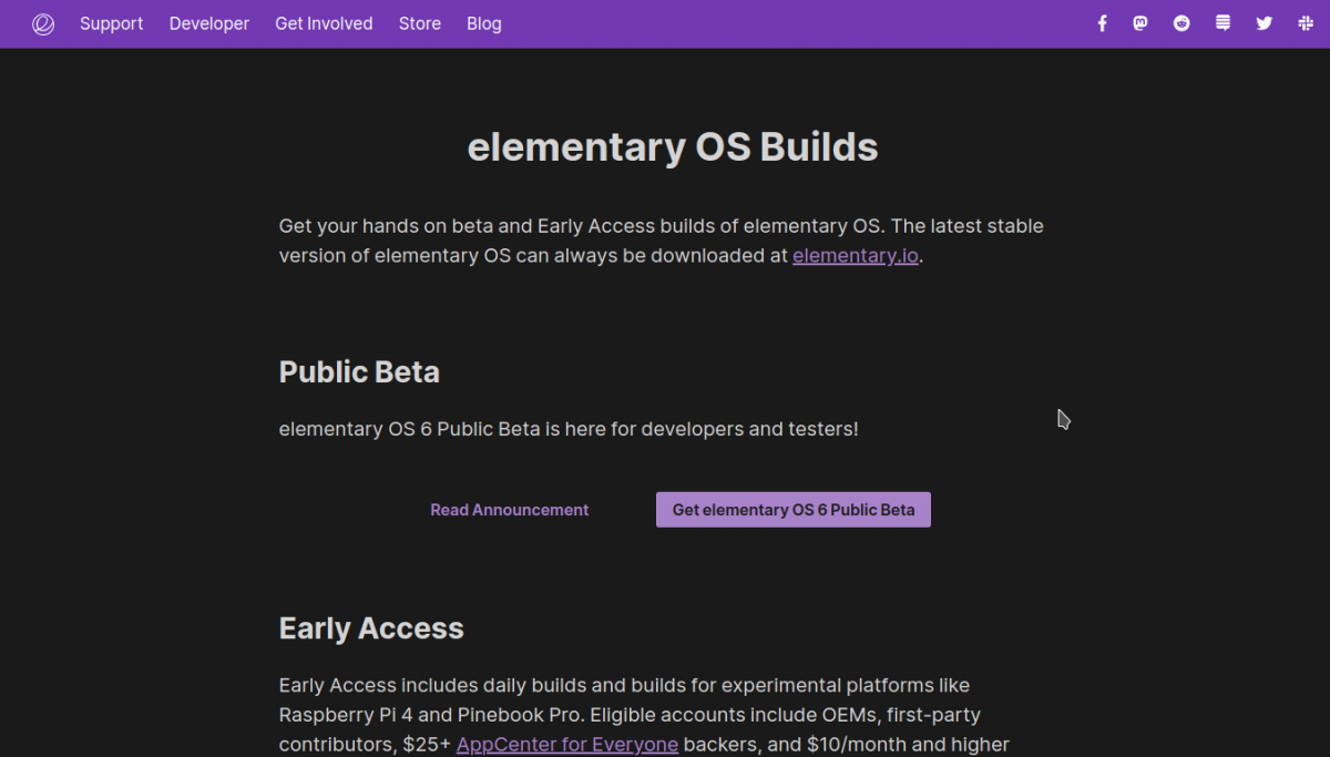 Страница сборок elementary OS