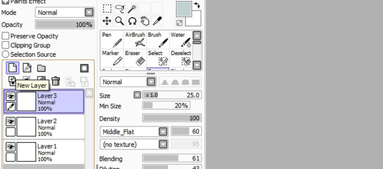 Добавление слоёв в PaintTool SAI