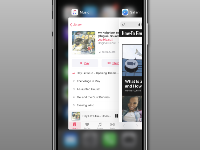 Переключатель приложений на iPhone после закрытия
