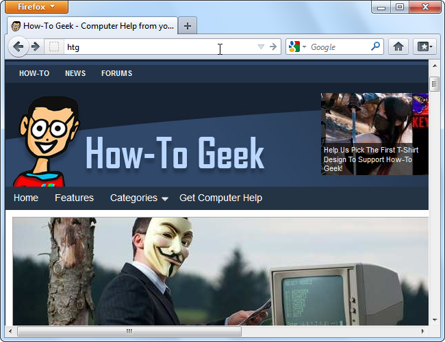 Открытие закладки по ключевому слову в Firefox