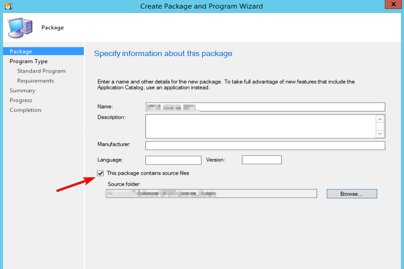 Создание пакета в SCCM