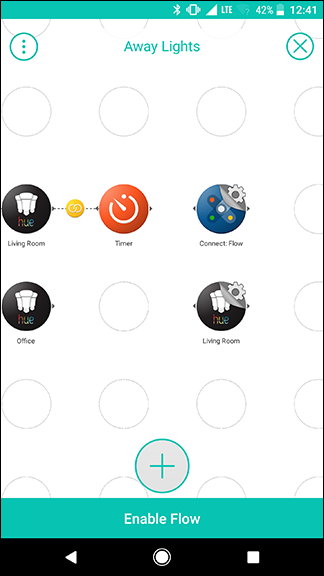 Добавление Connect в конец, выбор действия Run the selected Flow