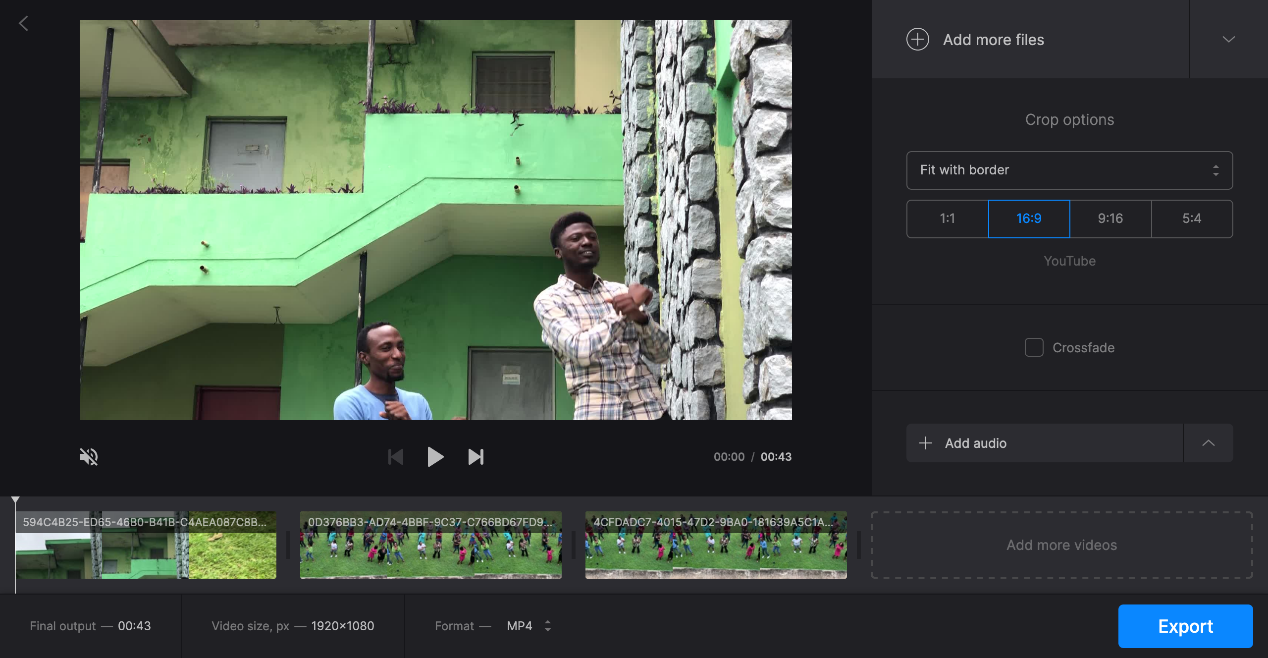 Редактор Clideo Merge