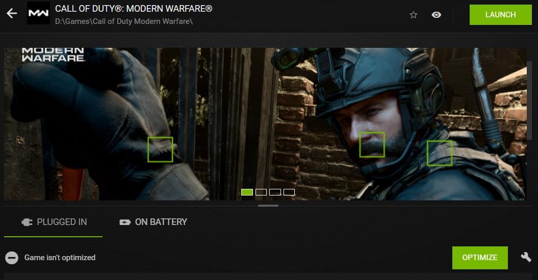 Кнопка «Оптимизировать» для Call of Duty в GeForce Experience