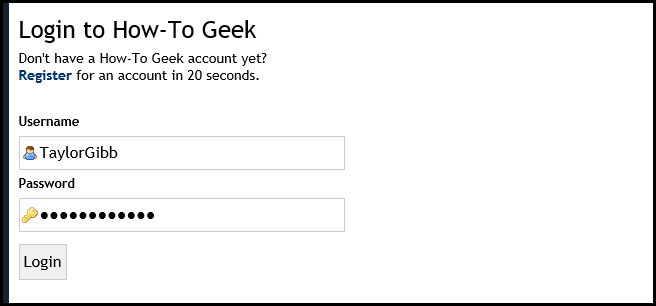 Пример формы входа на сайте (form authentication)