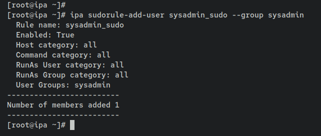 Привязка группы sysadmin к правилу sudo
