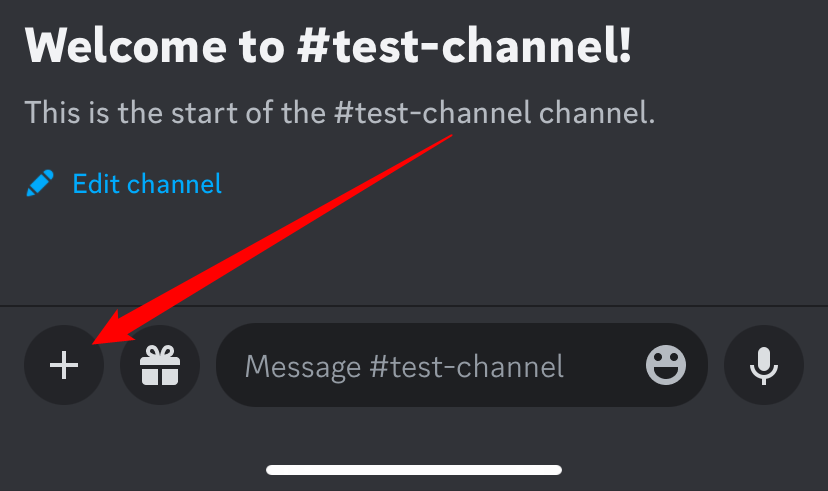 Нажмите кнопку плюс в нижнем левом углу экрана чата.